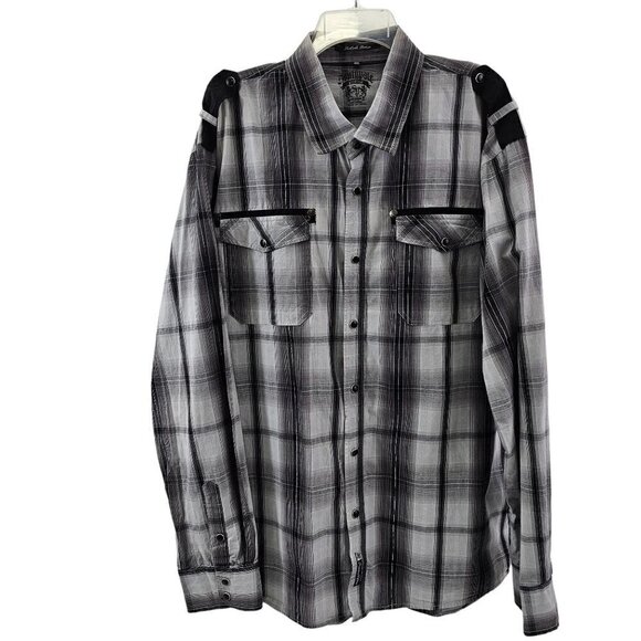 Southpole Premium Western Wear Snap Buttons Long Sleeve Shirt w/ Pockets – 4XL - Picture 15 of 15